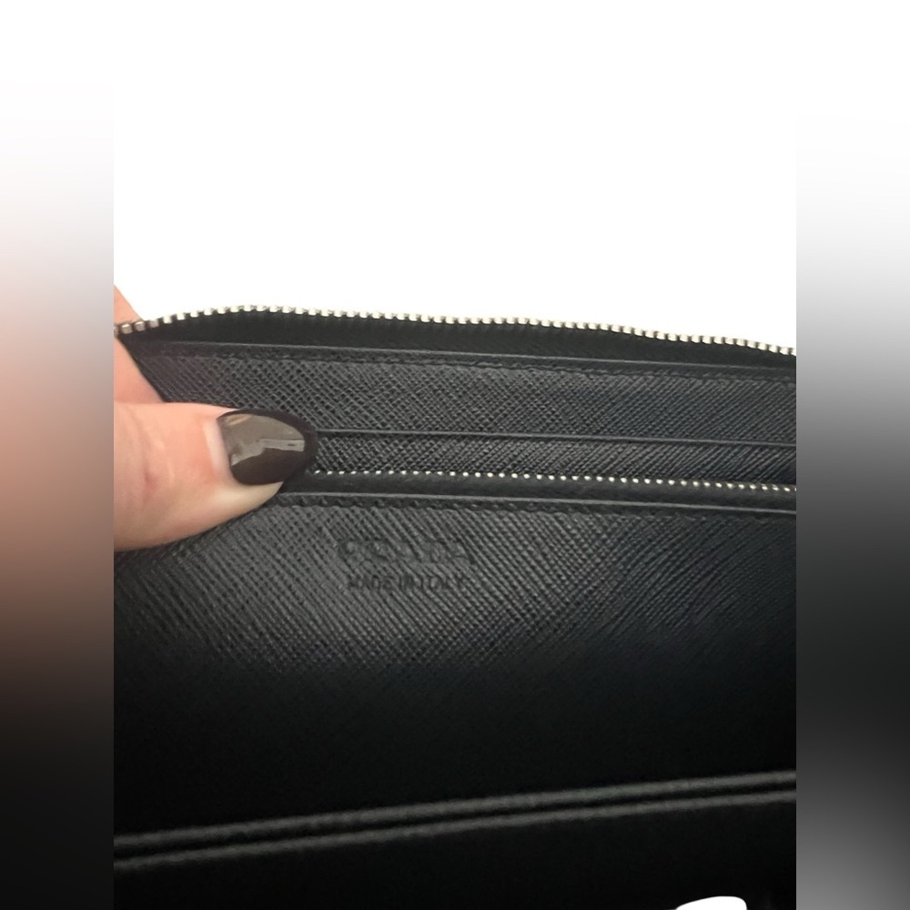 PRADA Safiano Leather Stripe Zip Around Long Wallet - Picture 11 of 14